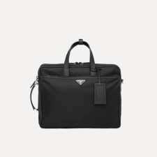 프라다 리나일론 사피아노 레더 브리프케이스 블랙 2VE015-2DMH-F0002