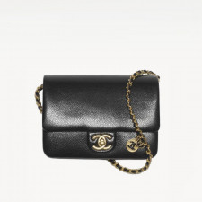 CHANEL 샤넬 송아지 가죽 숄더백 미니 여성용 블랙